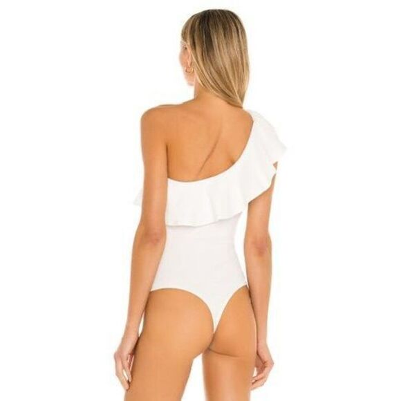 Show Me Your MUMU Ophelia Ruffle Bodysuit in Bone Stretch NEW NWT - Picture 4 of 7